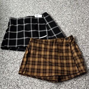Nwt girls Plaid Skort Set in Black and Brown sz xl 14-16